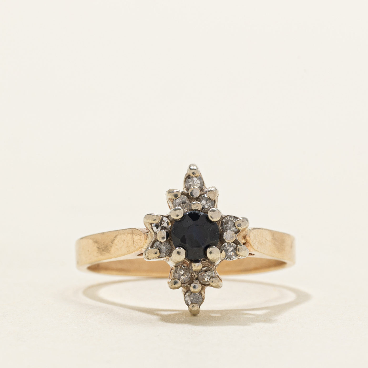 Sapphire & Diamond Floral Halo Ring | SZ 6.0