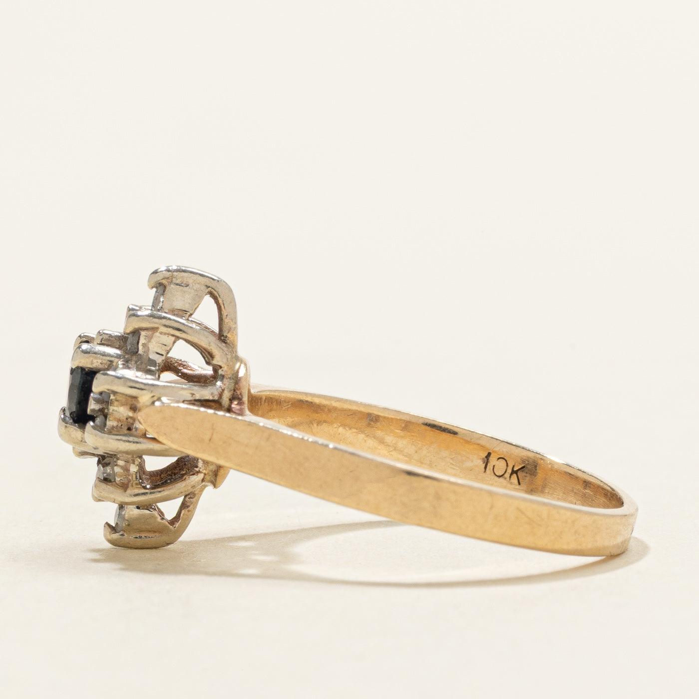 Sapphire & Diamond Floral Halo Ring | SZ 6.0