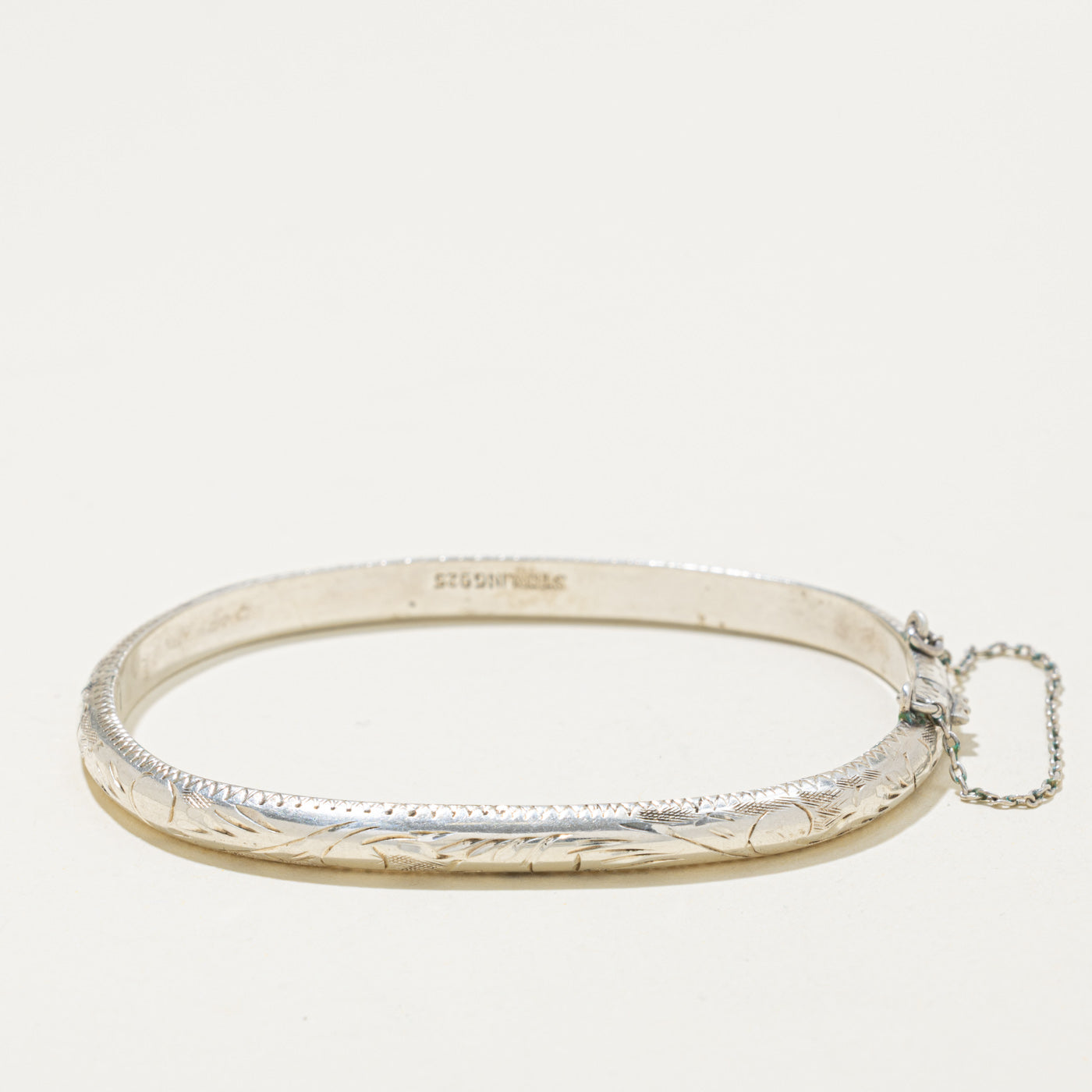 Sterling Silver Engraved Bangle Bracelet | 7"