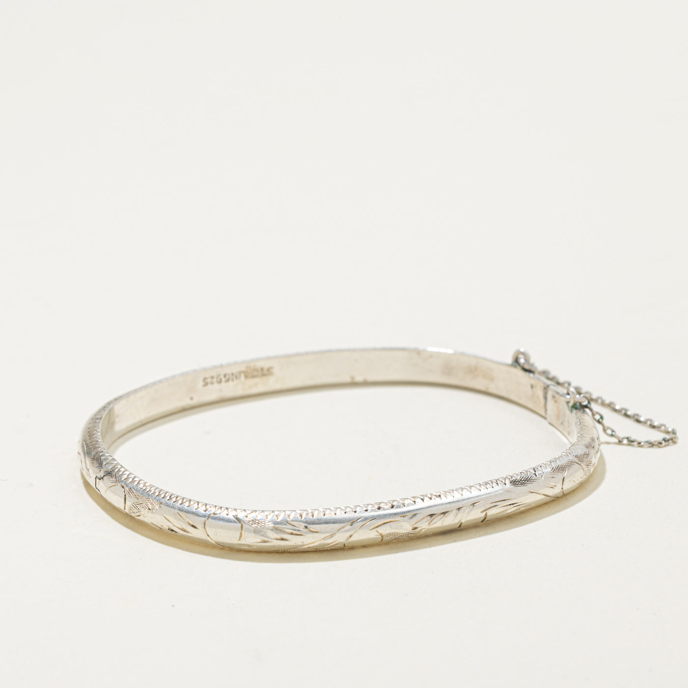 Sterling Silver Engraved Bangle Bracelet | 7"