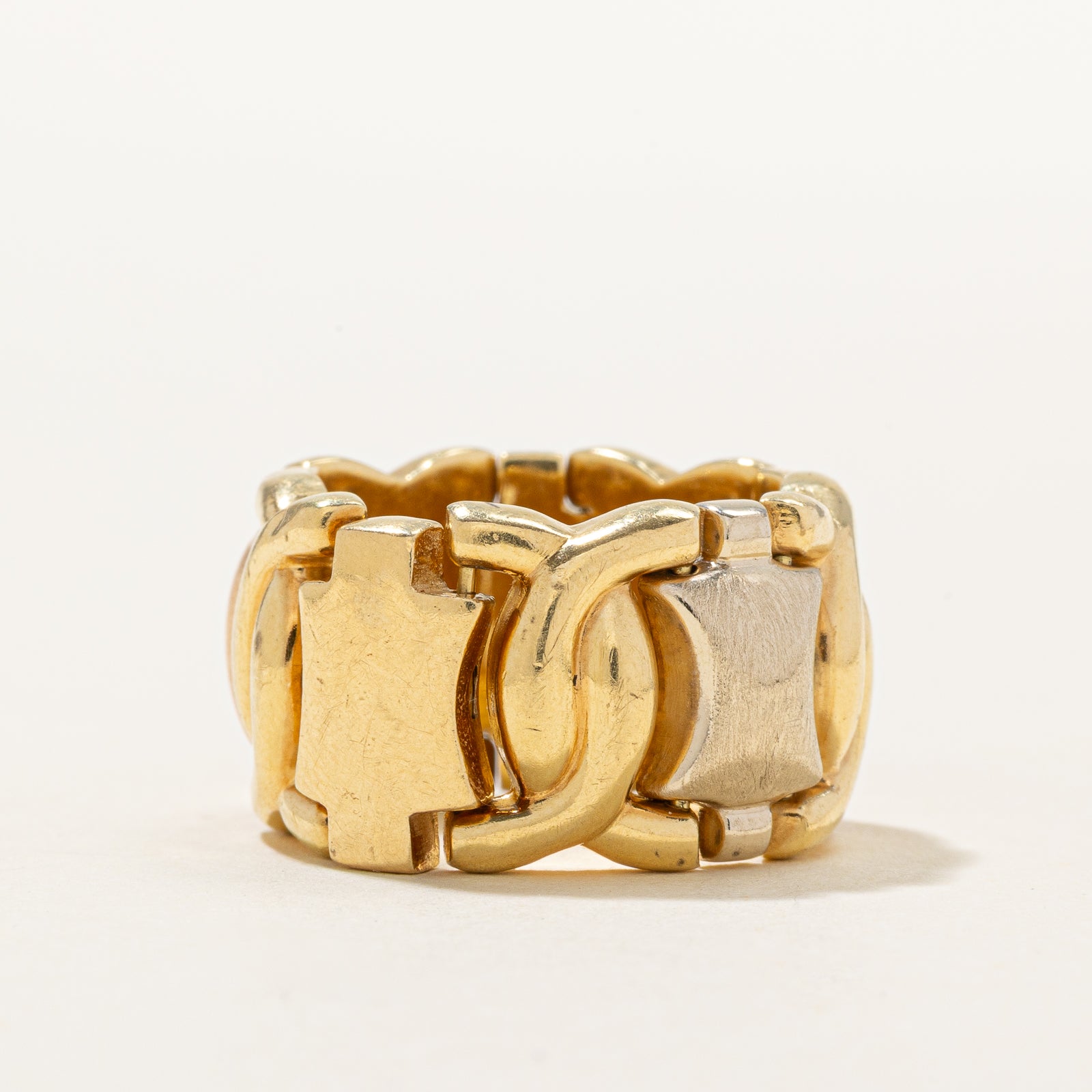 18k Tri Tone Gold Chunky Chain Band | 13mm | SZ 6.75