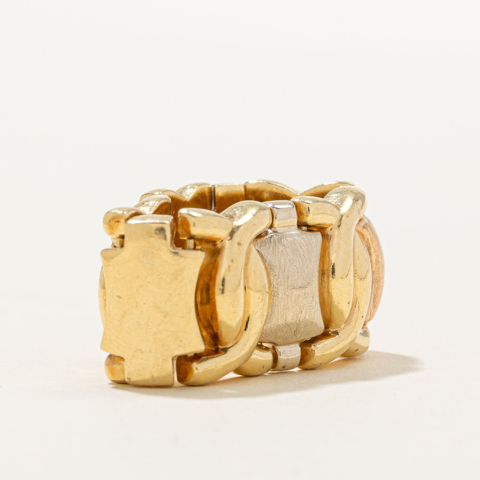 18k Tri Tone Gold Chunky Chain Band | 13mm | SZ 6.75