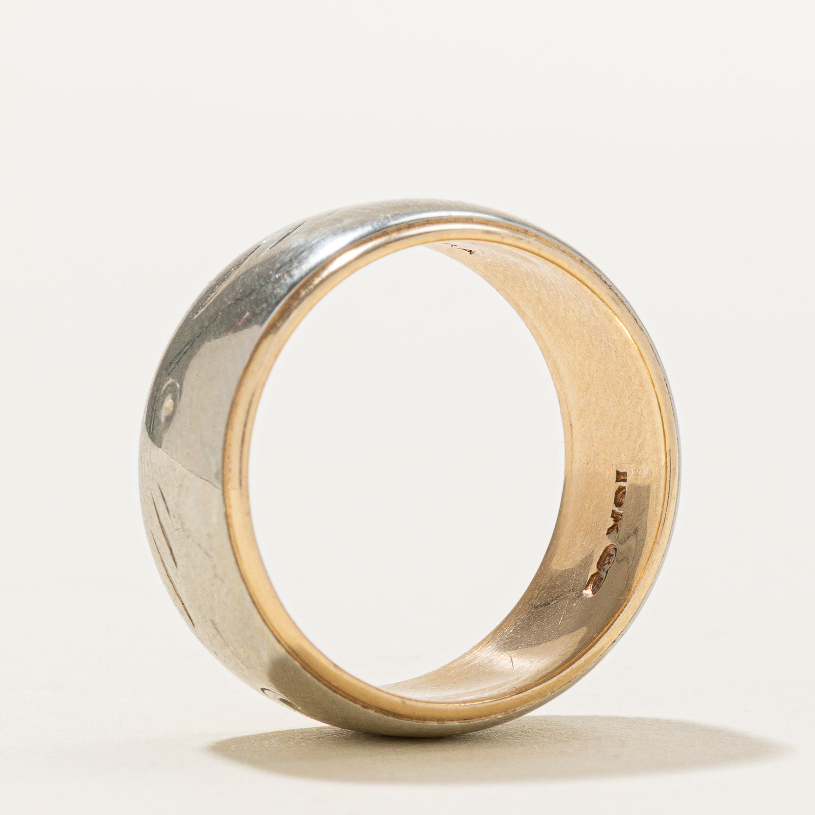 10K Two Tone Gold Engraved Cigar Band | 9mm | SZ 7.5