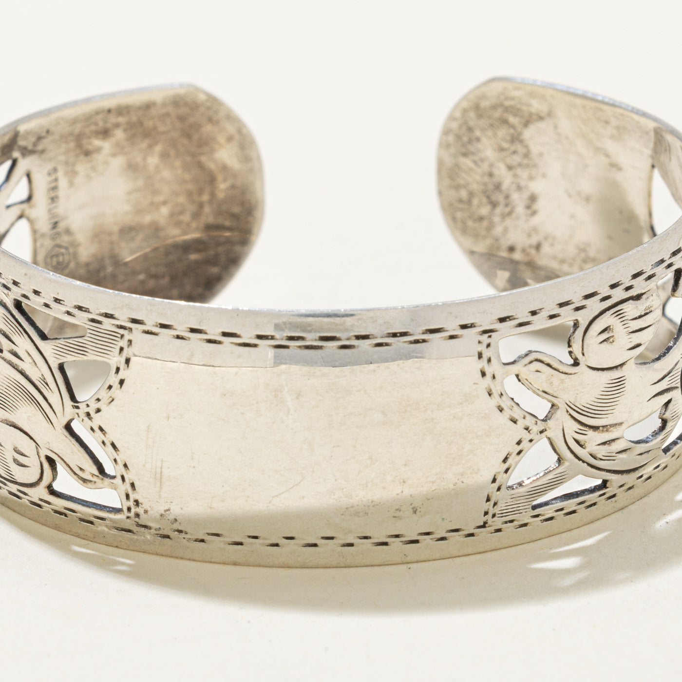 Sterling Silver Bird Openwork Cuff Bracelet | 6"