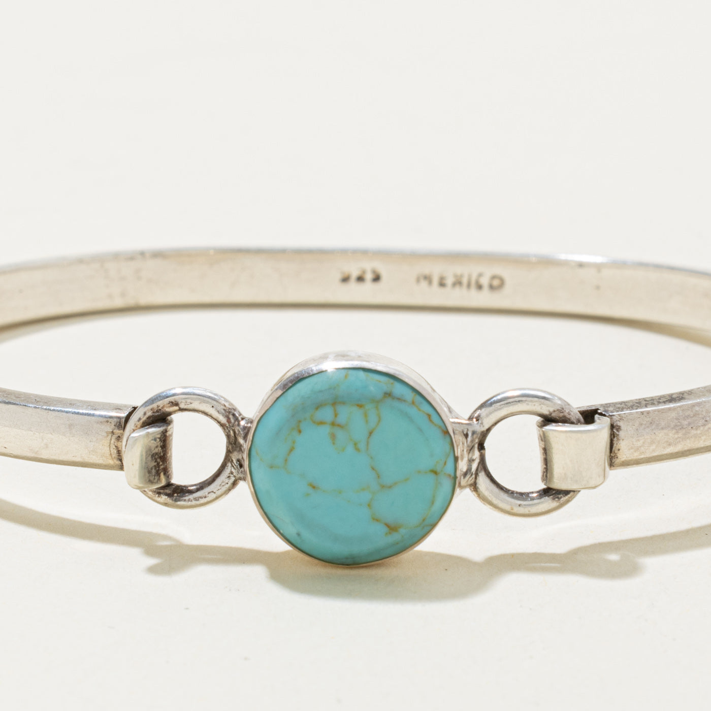 Bezel Set Turquoise Bangle Bracelet | 6ct | 7"