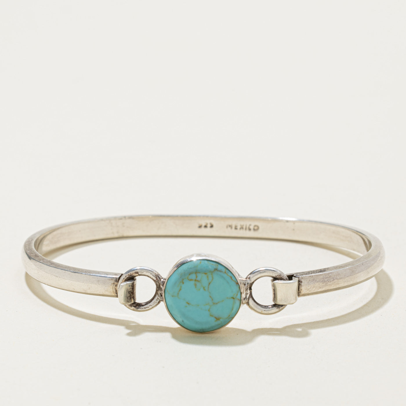 Bezel Set Turquoise Bangle Bracelet | 6ct | 7"