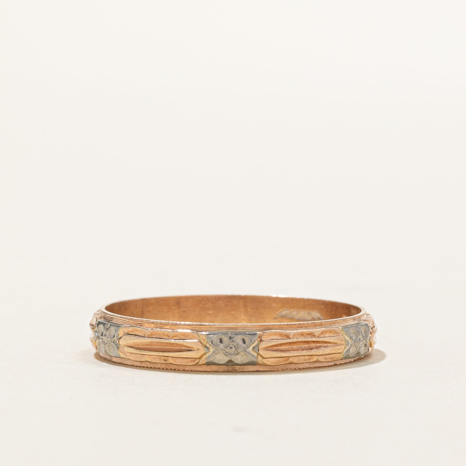 10k Two Tone Gold Floral Band | 3.75mm | SZ 13