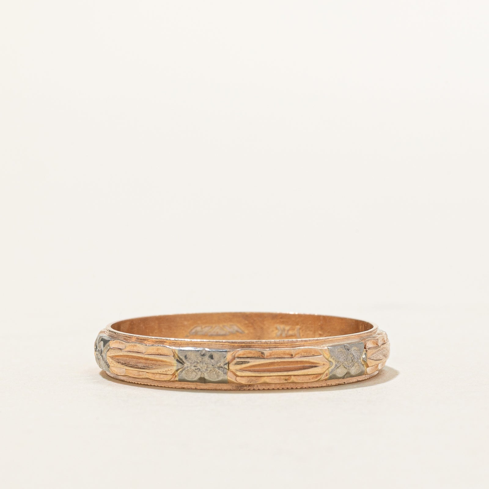 10k Two Tone Gold Floral Band | 3.75mm | SZ 13