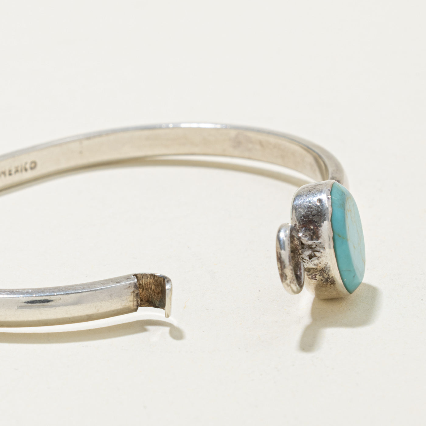 Bezel Set Turquoise Bangle Bracelet | 6ct | 7"