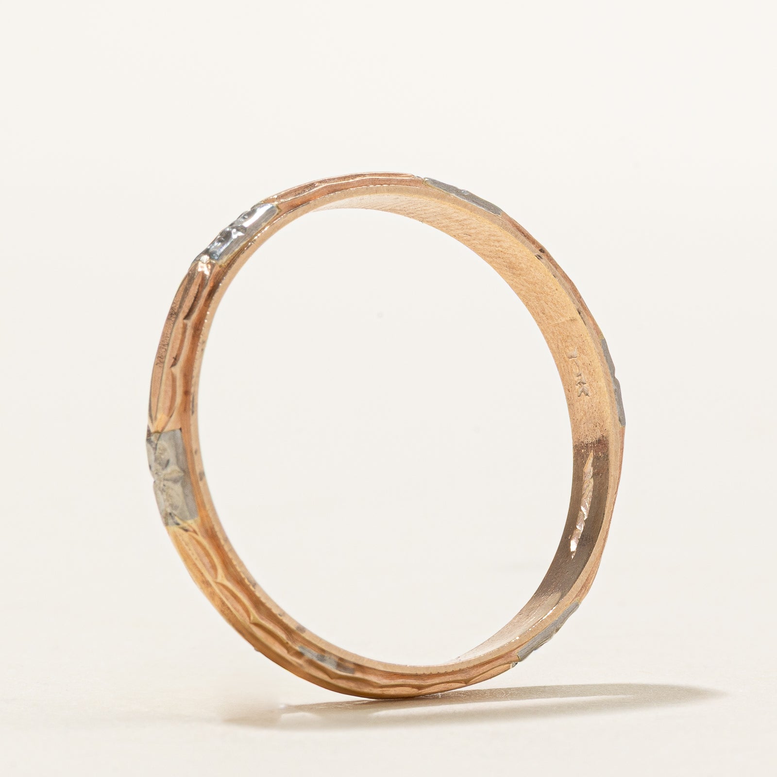 10k Two Tone Gold Floral Band | 3.75mm | SZ 13