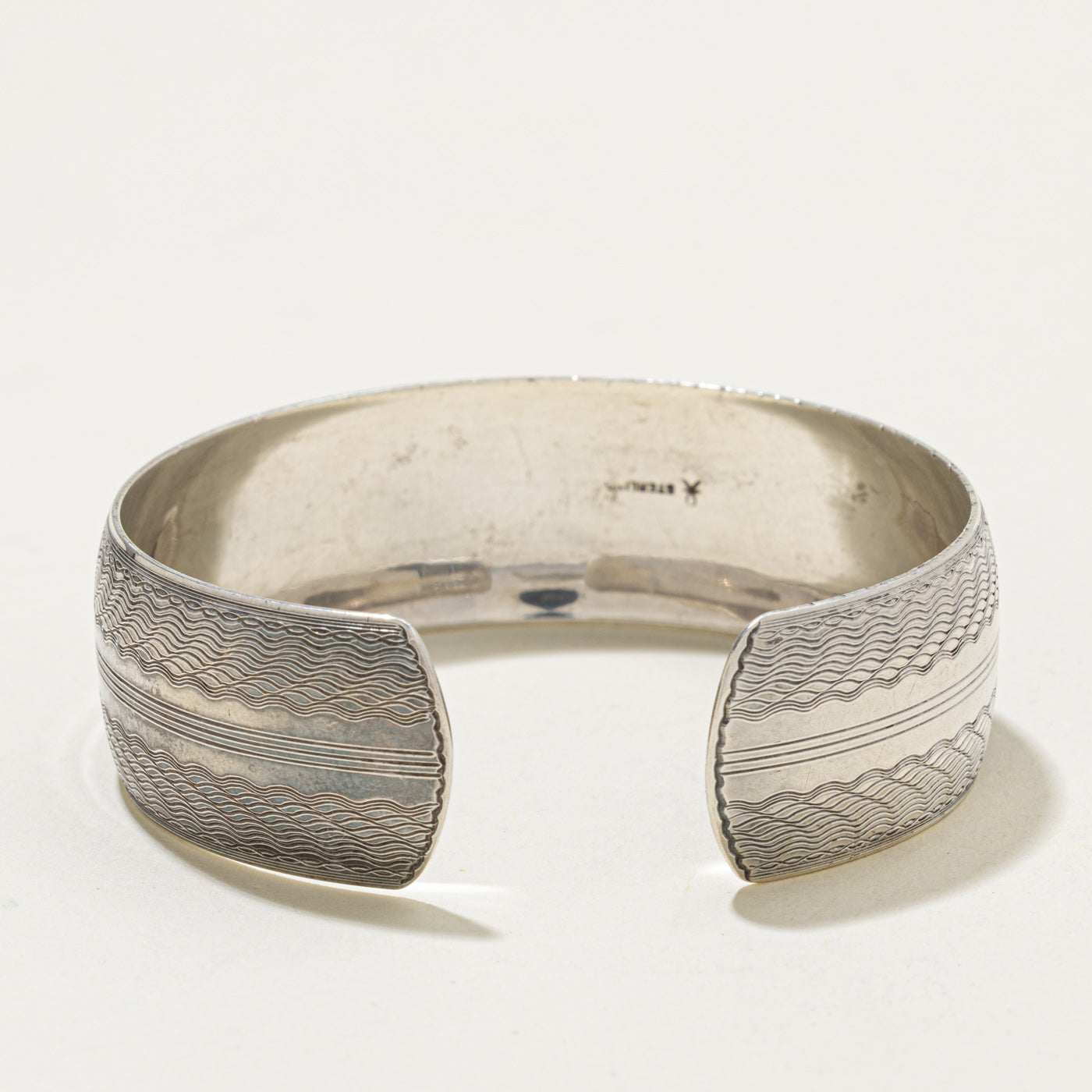 Sterling Silver "MF" Initial Engraved Cuff Bracelet | 6"