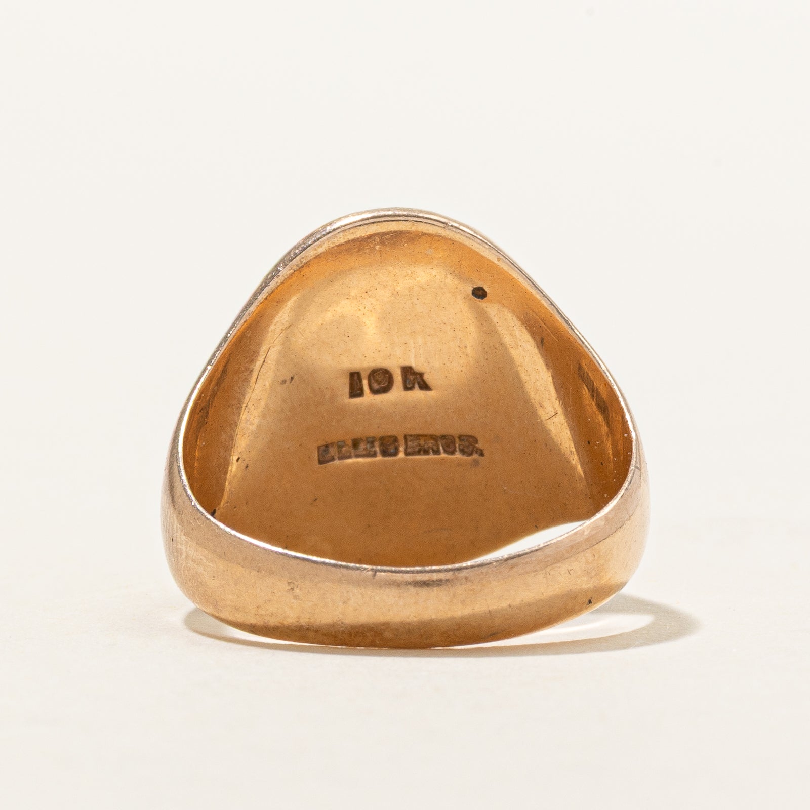 Antique Canadian 10k Yellow Gold Crest Signet Ring | SZ 7.5