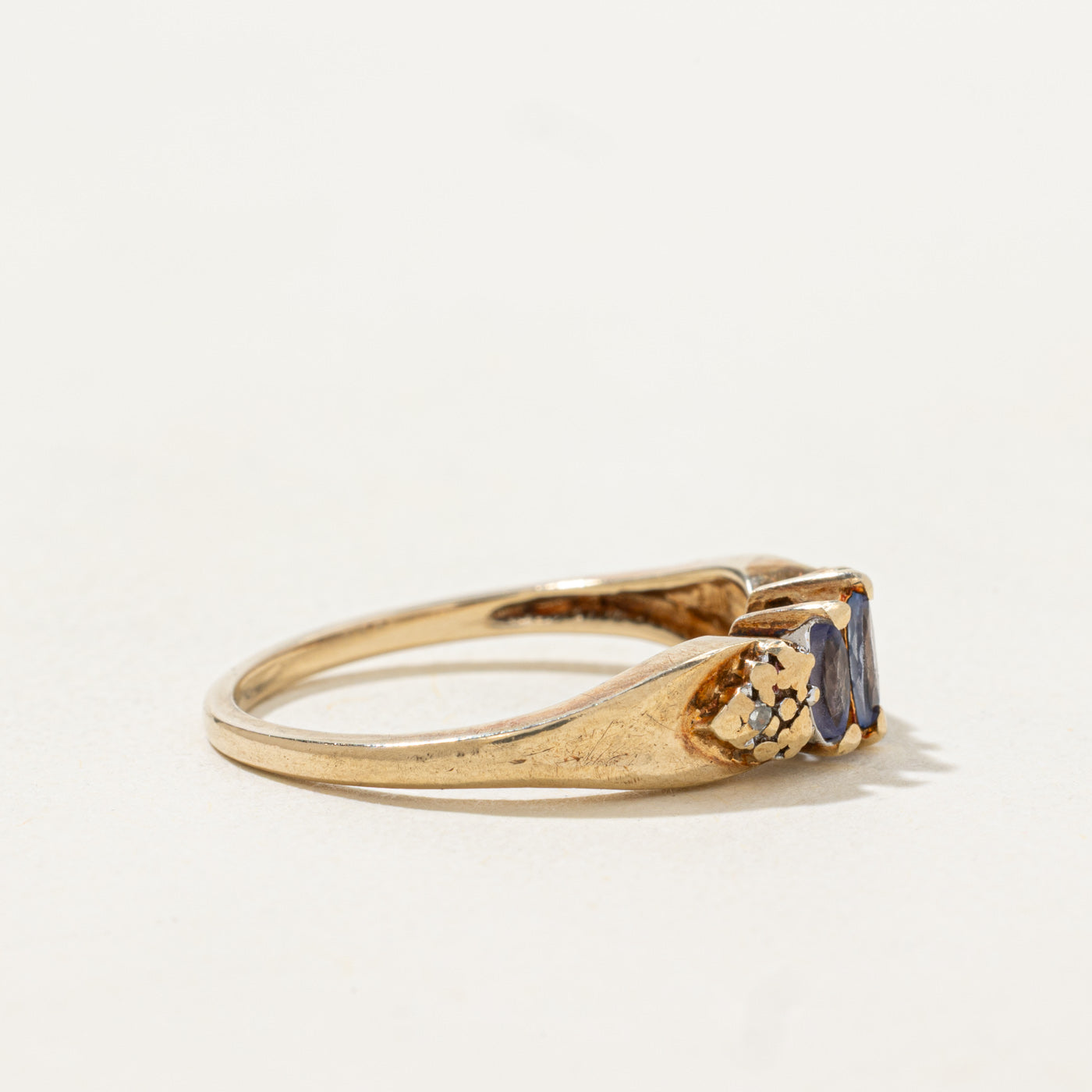 Marquise Cut Three Stone Tanzanite & Diamond Ring | 0.2ctw, 0.01ctw | SZ 7.0 |