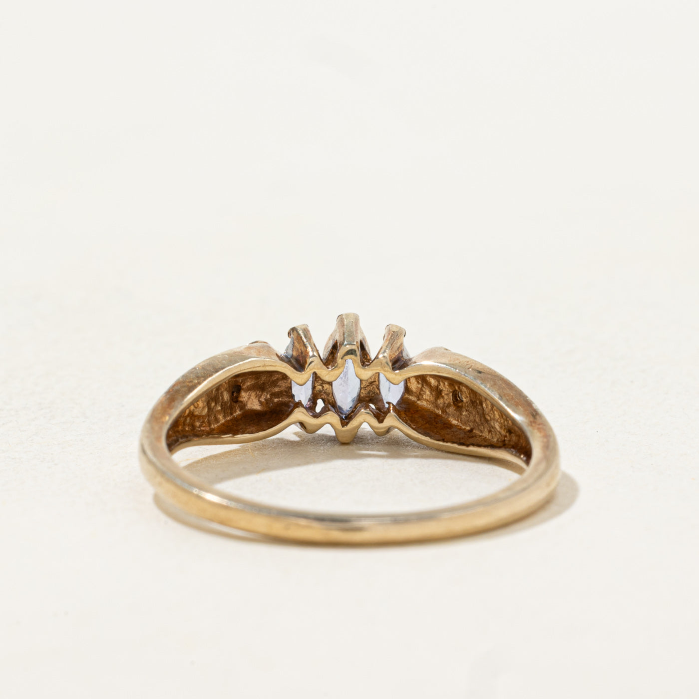 Marquise Cut Three Stone Tanzanite & Diamond Ring | 0.2ctw, 0.01ctw | SZ 7.0 |