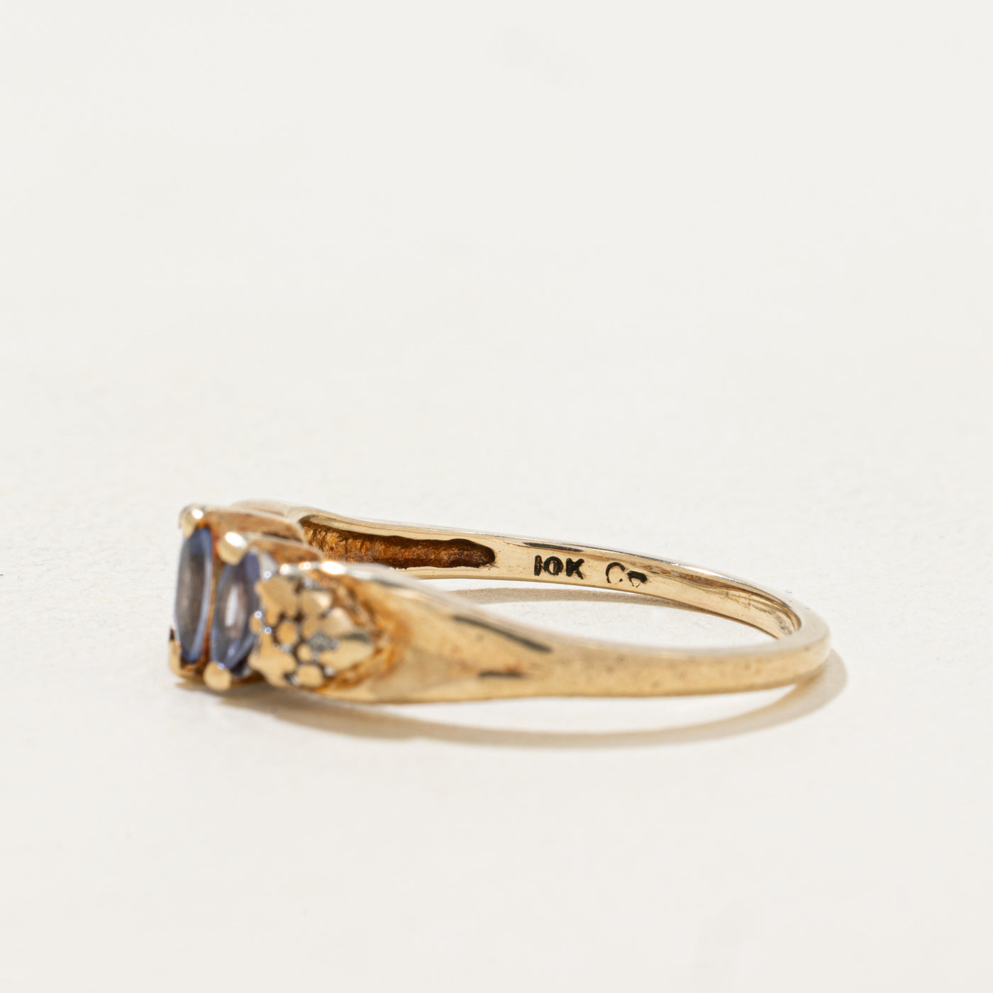 Marquise Cut Three Stone Tanzanite & Diamond Ring | 0.2ctw, 0.01ctw | SZ 7.0 |