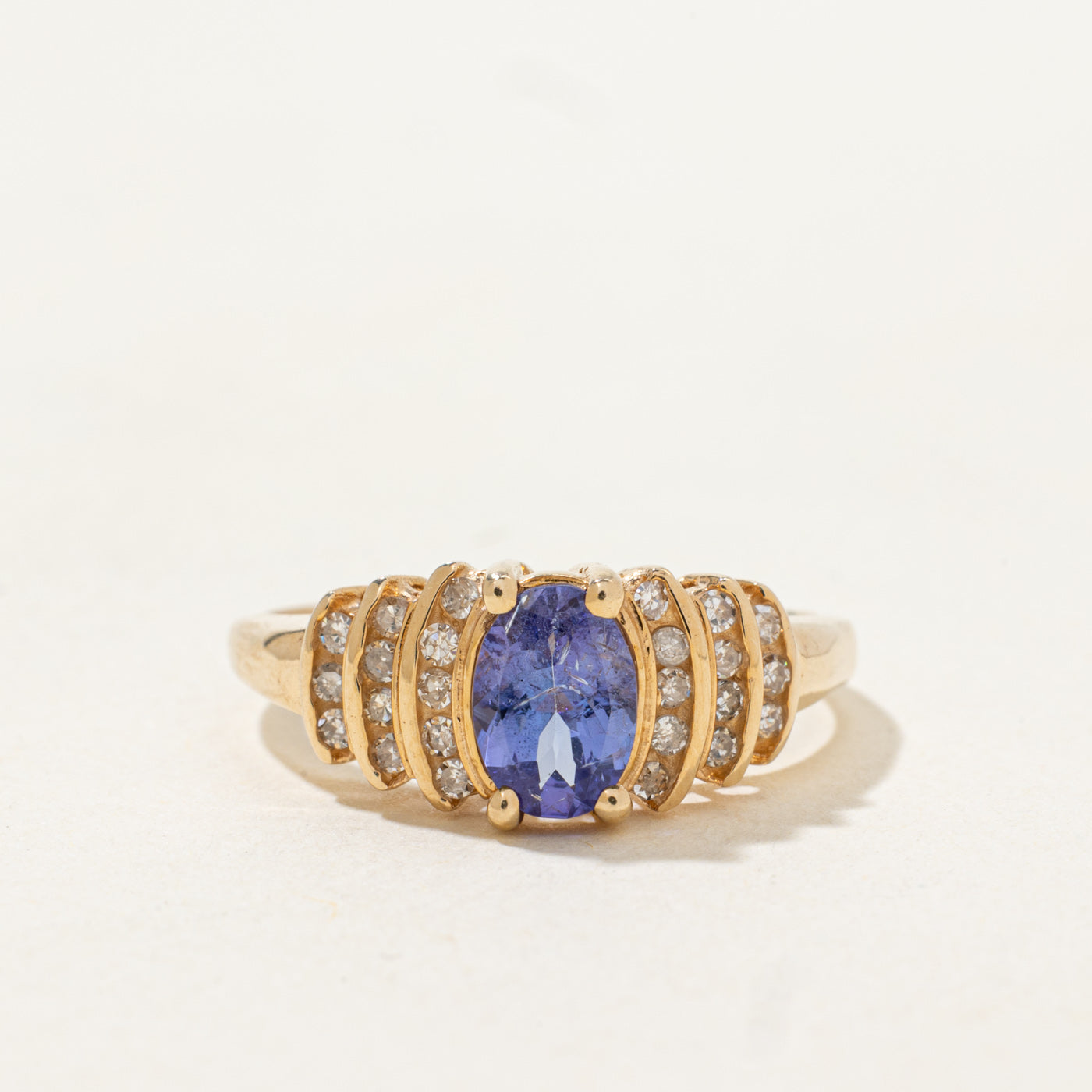Tanzanite & Diamond Multi Column Ring | 0.6ct, 0.24ctw | SZ 7.0 |