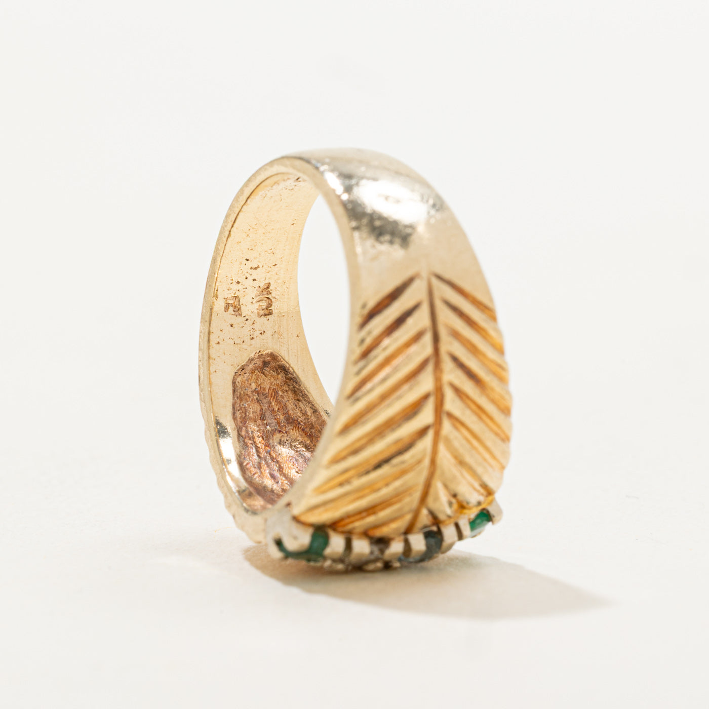 Emerald, Aquamarine & Diamond Column Textured Band | 0.22, 0.08ctw | SZ 6.5 |