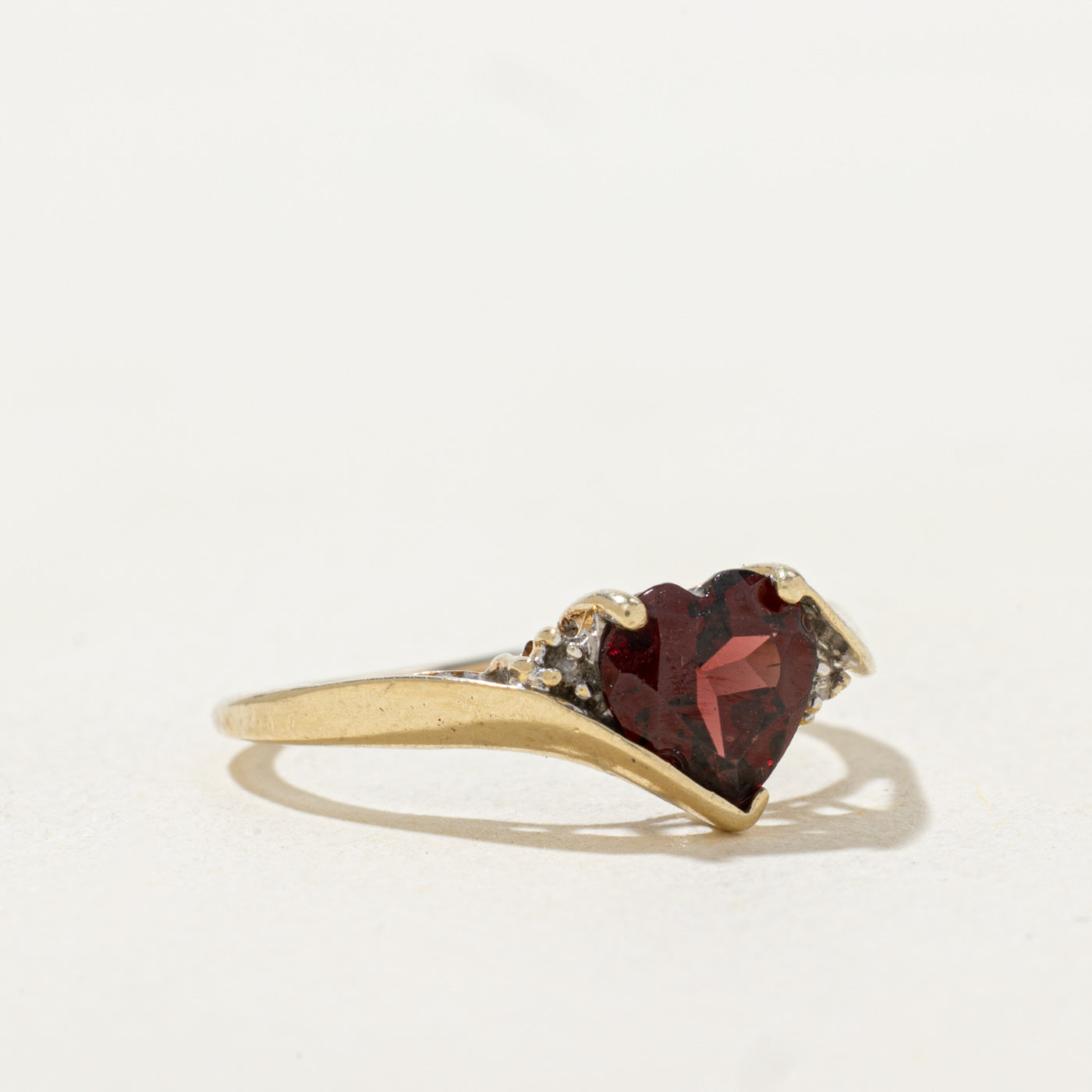 Heart Cut Garnet & Diamond Bypass Ring | 1.06ct, 0.004ctw | SZ 6.25 |