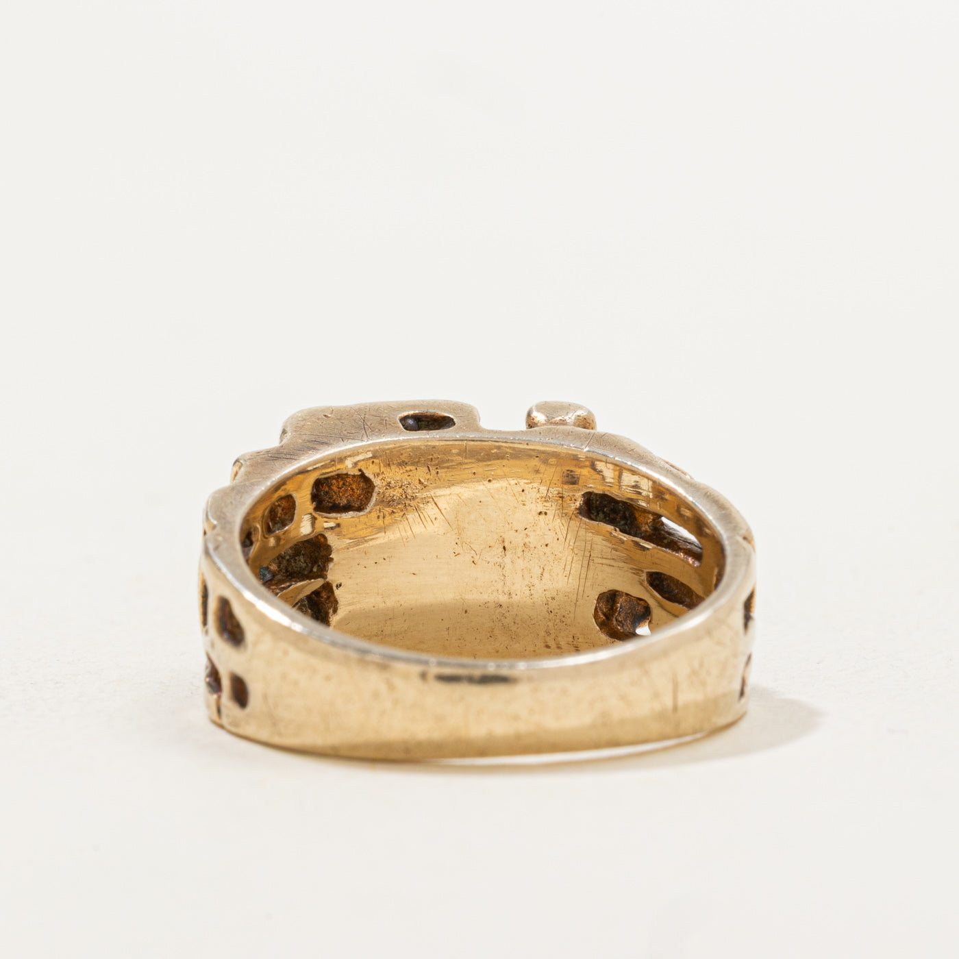 Round Cut Emerald Geometric Statement Ring | 0.37ct | SZ 6.75 |