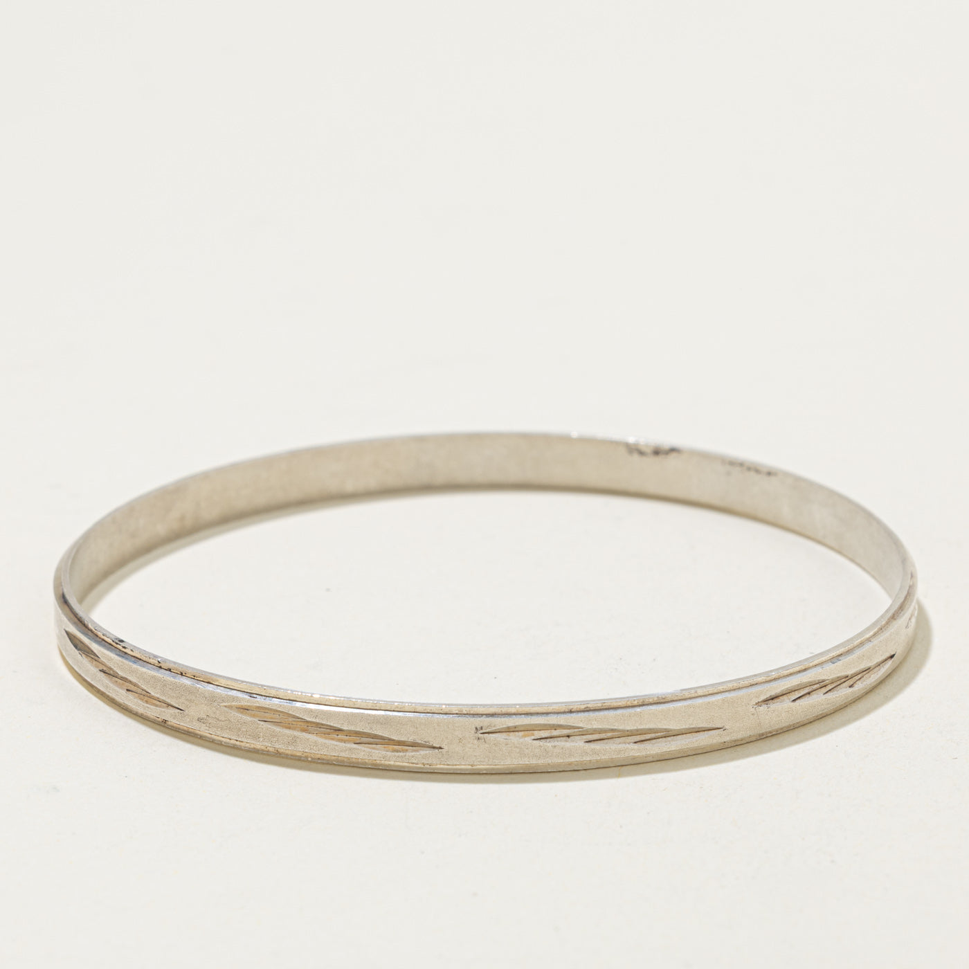 Sterling Silver Engraved Bangle | 8"