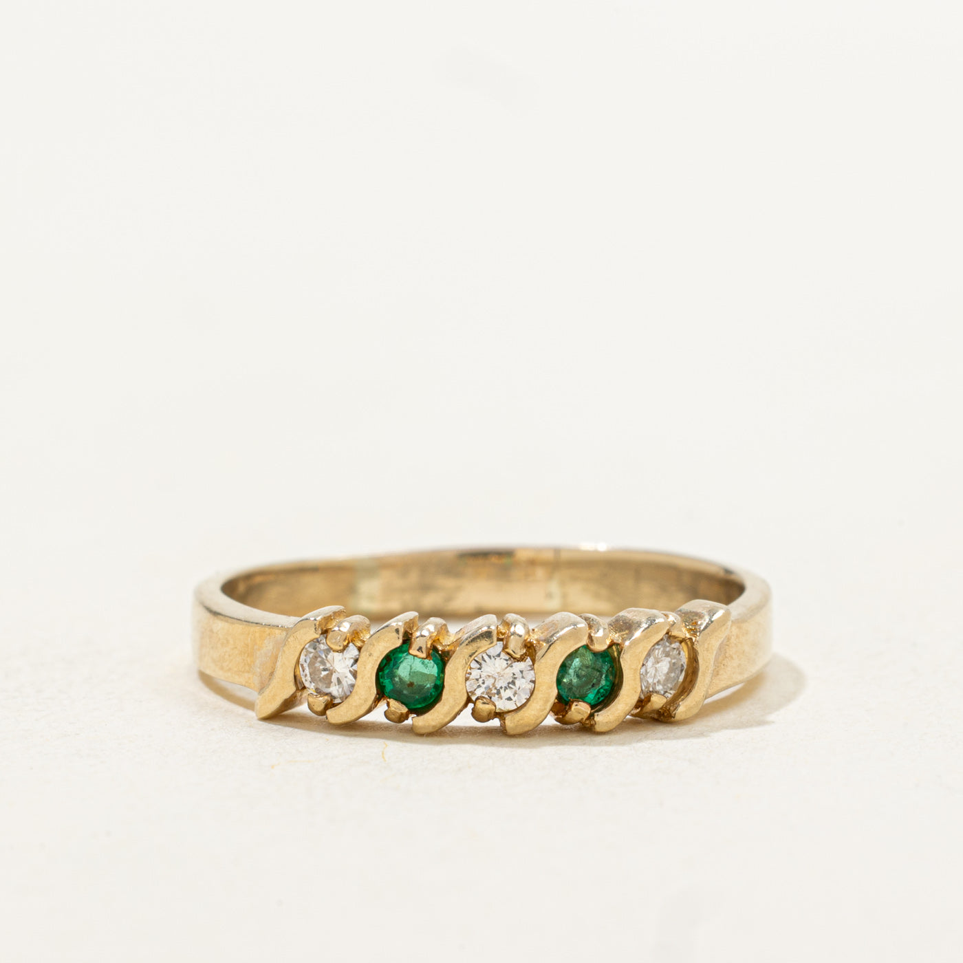 Five Stone Emerald & Diamond Band | 0.1ctw, 0.1ctw | SZ 9.25 |