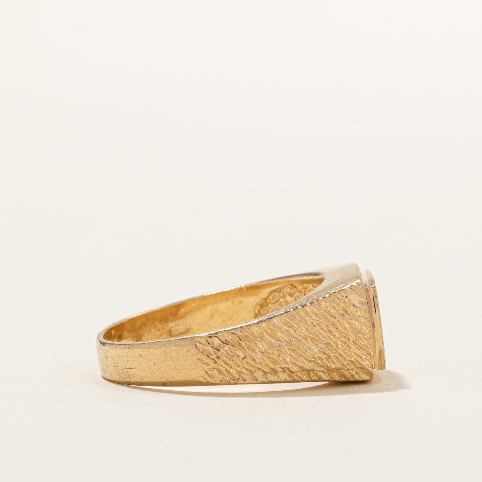 10k Yellow Gold Textured Signet Ring | SZ 10