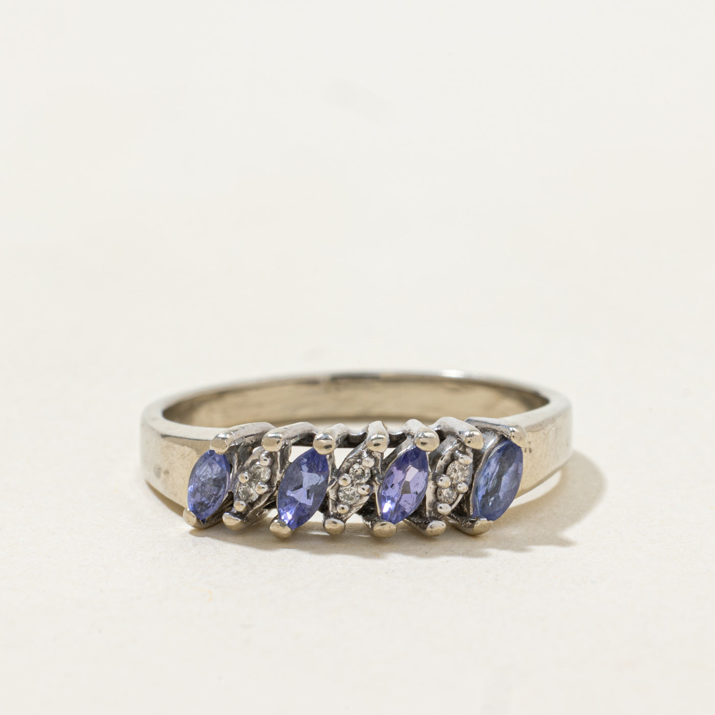 Marquise Cut Tanzanite & Diamond Ring | 0.3ctw, 0.03ctw | SZ 8.5 |
