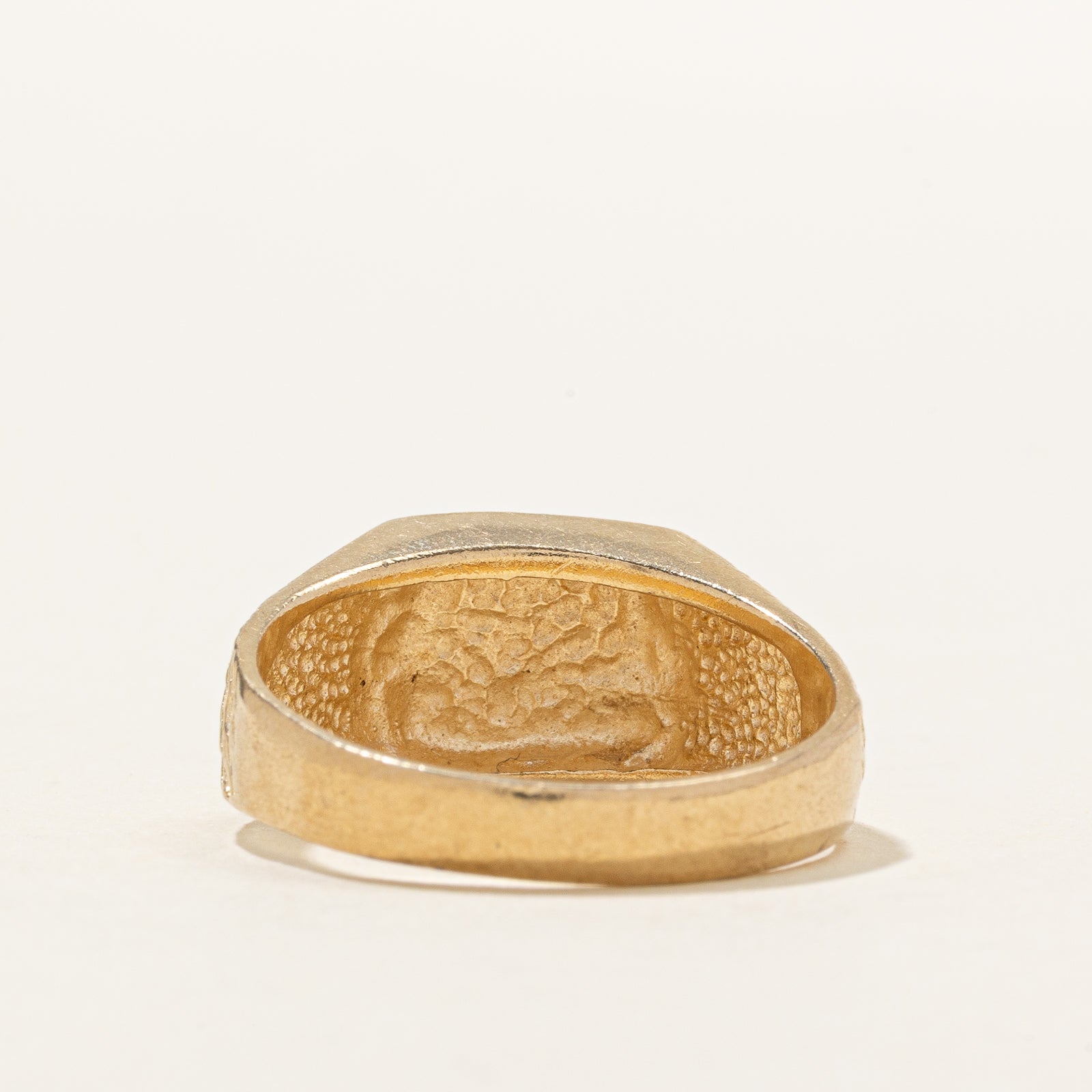 10k Yellow Gold Textured Signet Ring | SZ 10