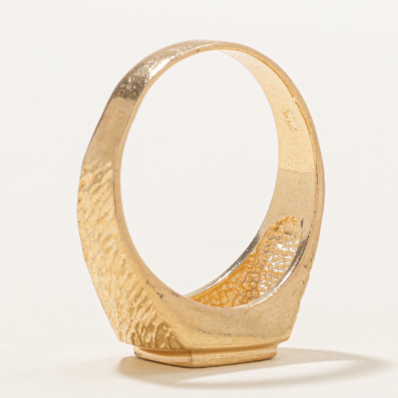 10k Yellow Gold Textured Signet Ring | SZ 10