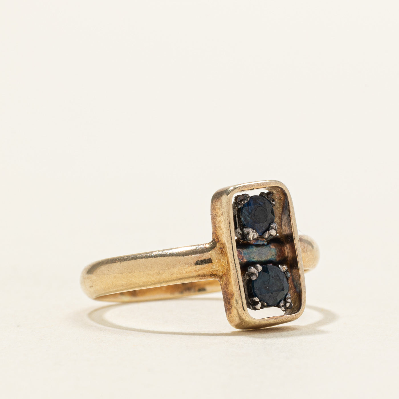 Two Stone Synthetic Sapphire Geometric Ring | 0.15ctw | SZ 6.0