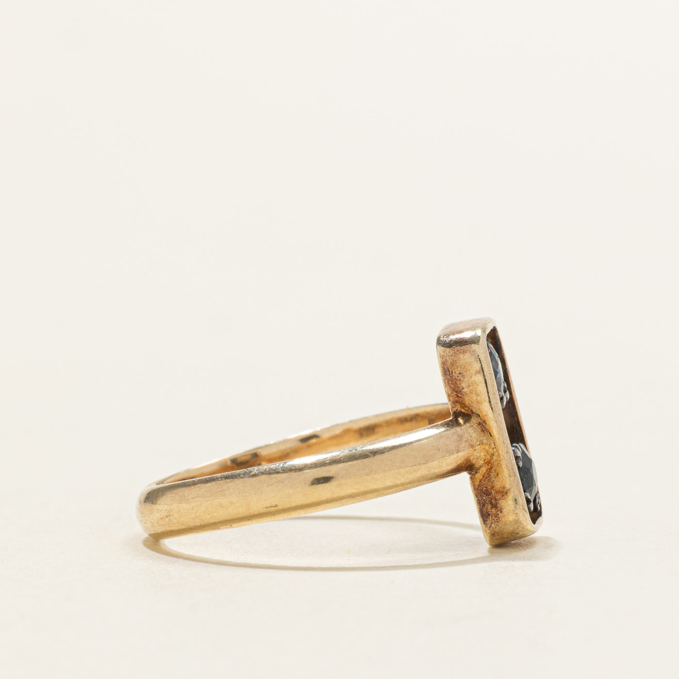 Two Stone Synthetic Sapphire Geometric Ring | 0.15ctw | SZ 6.0