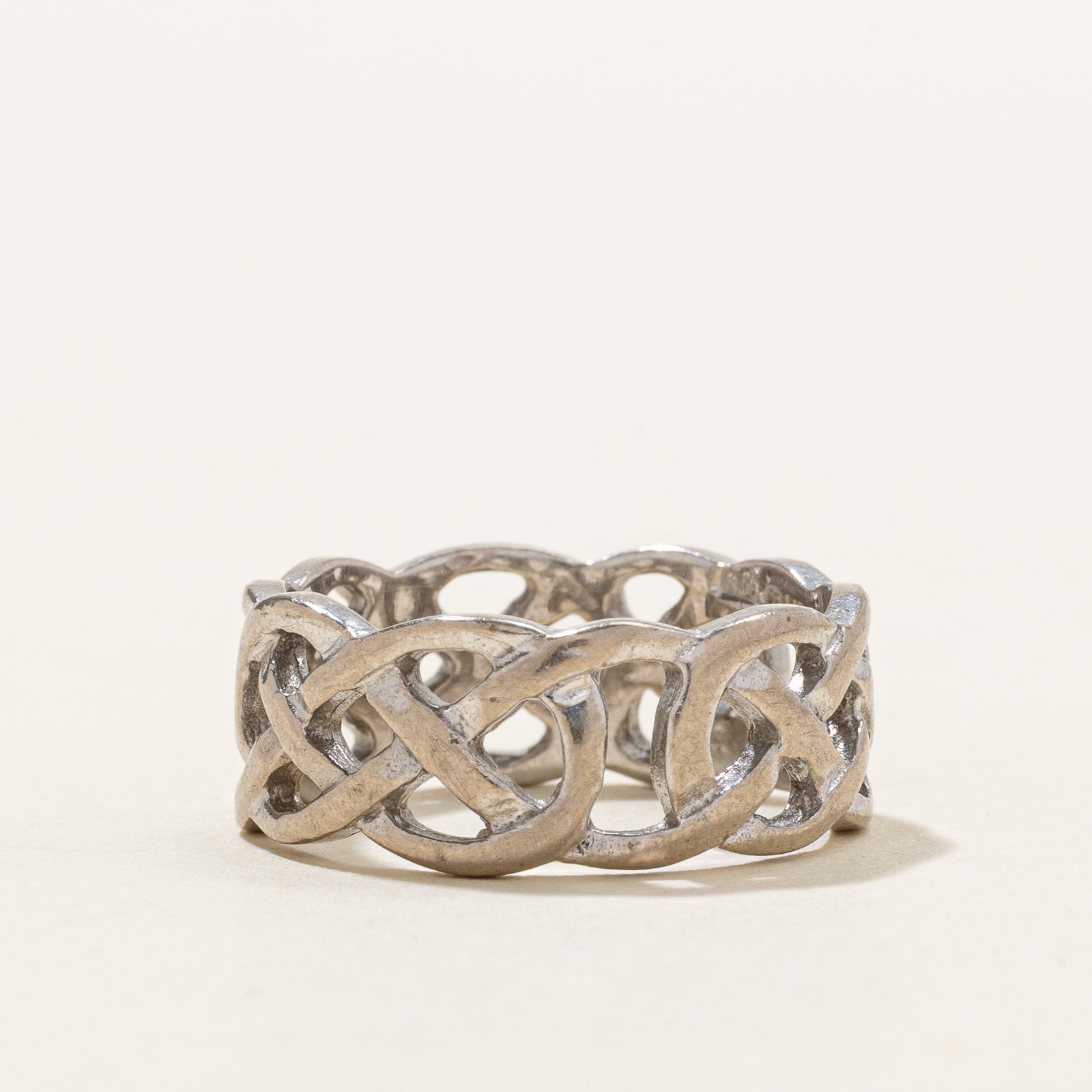 Dublin Import 14k White Gold Woven Design Band | 7.5mm | SZ 5.5