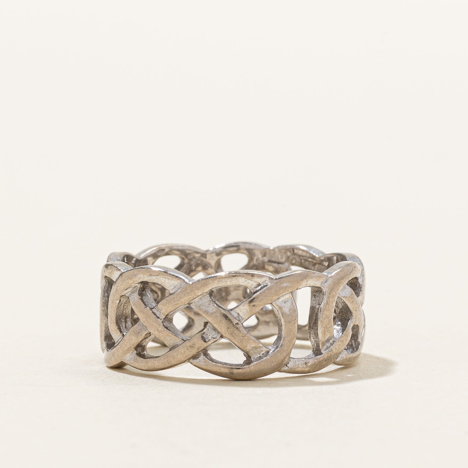 Dublin Import 14k White Gold Woven Design Band | 7.5mm | SZ 5.5