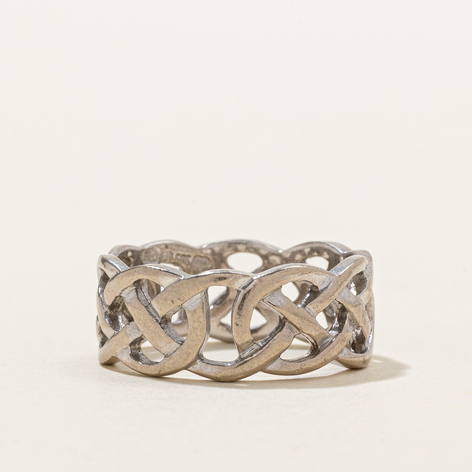 Dublin Import 14k White Gold Woven Design Band | 7.5mm | SZ 5.5