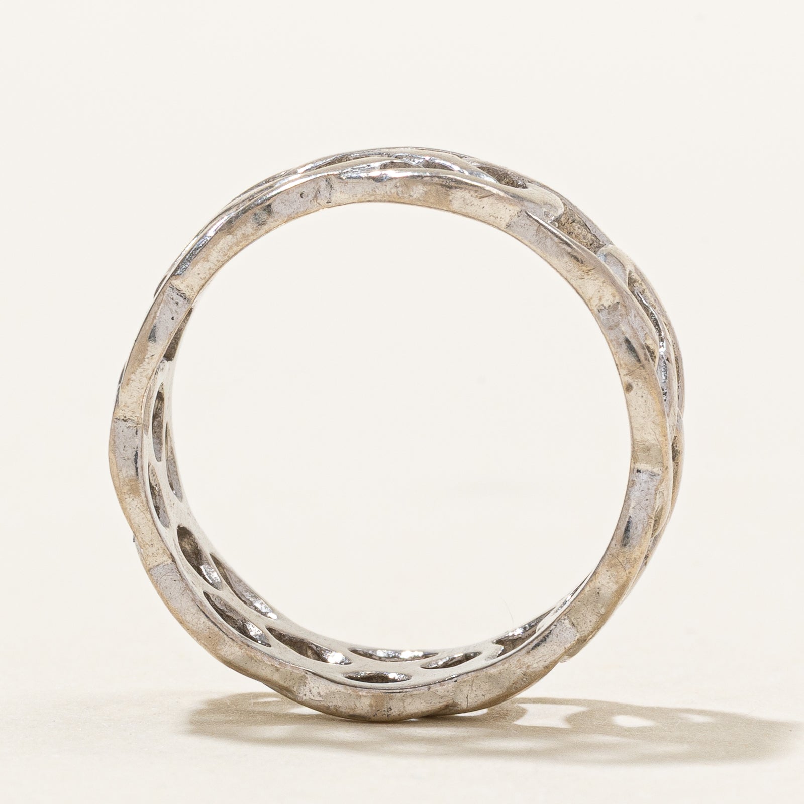 Dublin Import 14k White Gold Woven Design Band | 7.5mm | SZ 5.5