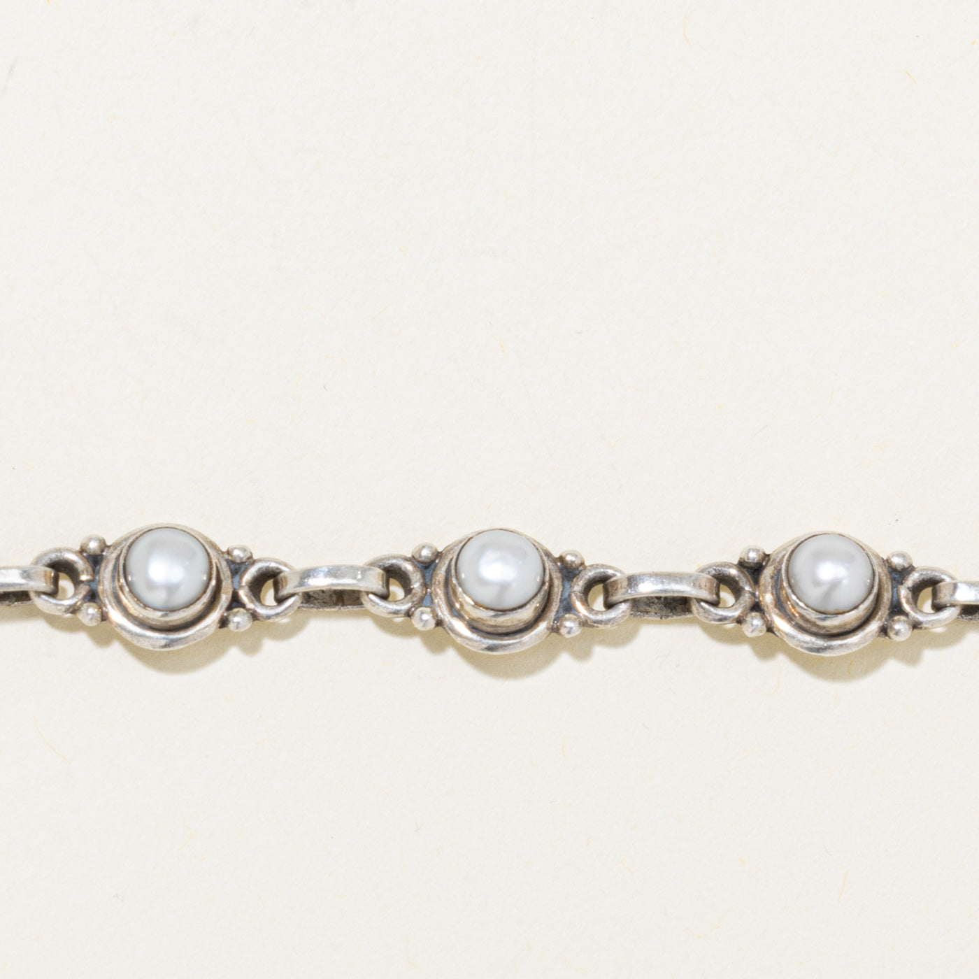 Sterling Silver Pearl Toggle Clasp Bracelet | 7.5"