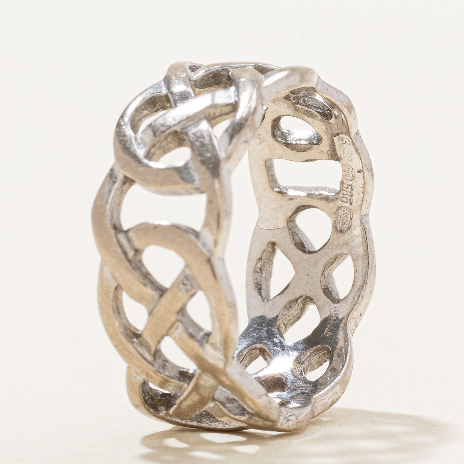 Dublin Import 14k White Gold Woven Design Band | 7.5mm | SZ 5.5