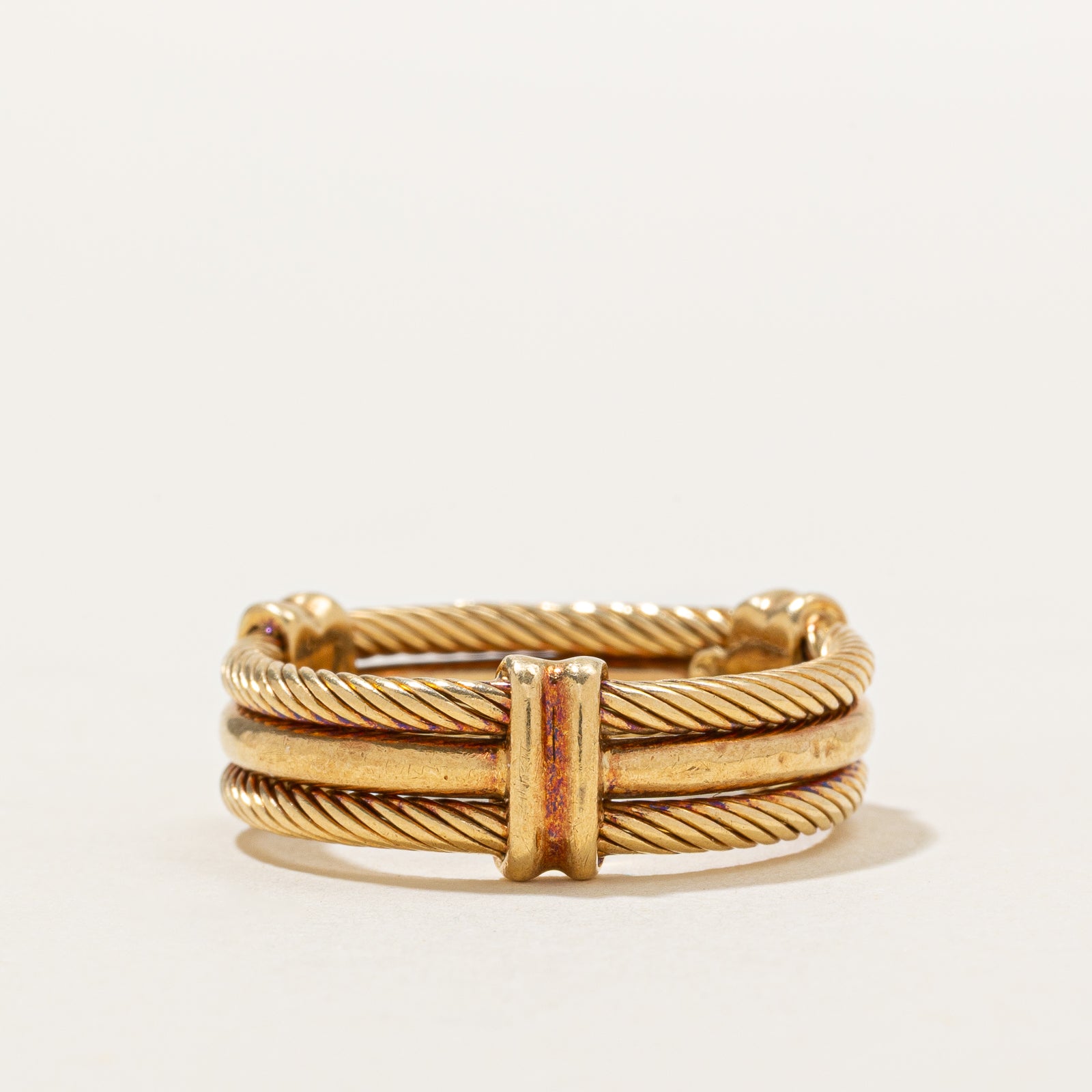 18k Yellow Gold Layered Rope Ring | 6mm | SZ 8.25
