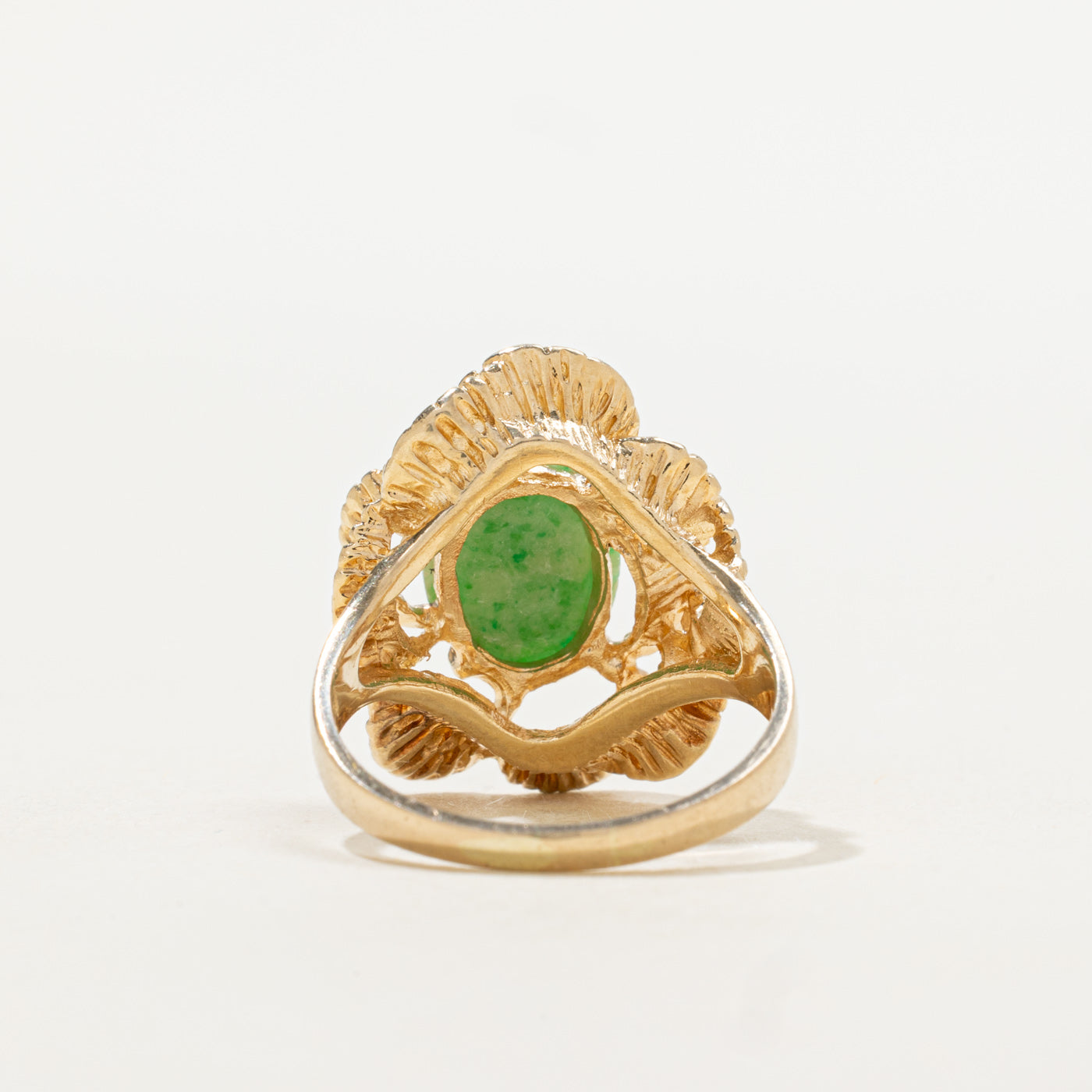 Jadeite Textured Floral Cocktail Ring | 1.63ct | SZ 7.0 |
