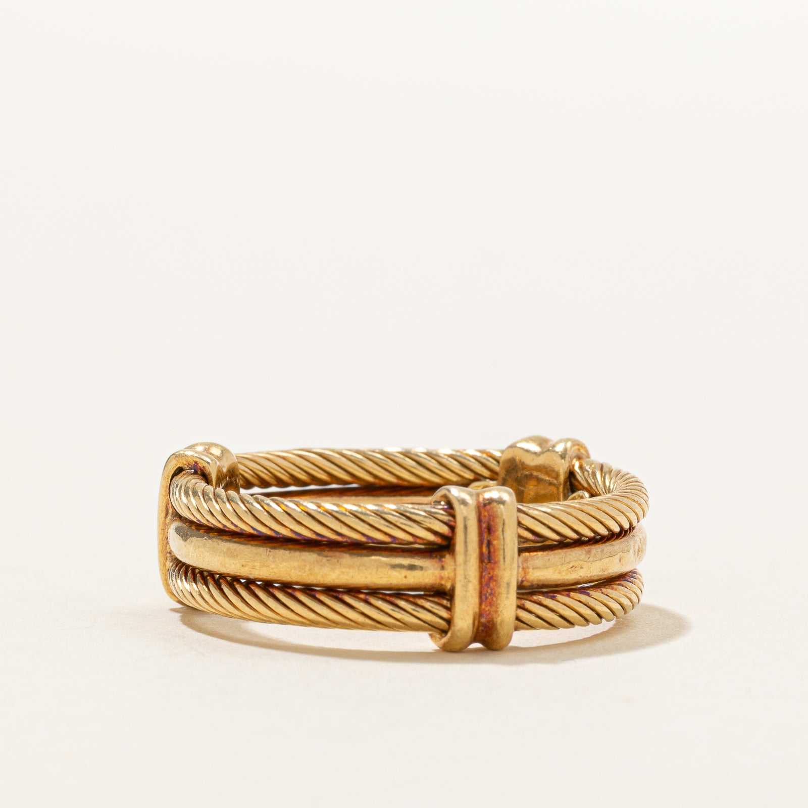 18k Yellow Gold Layered Rope Ring | 6mm | SZ 8.25