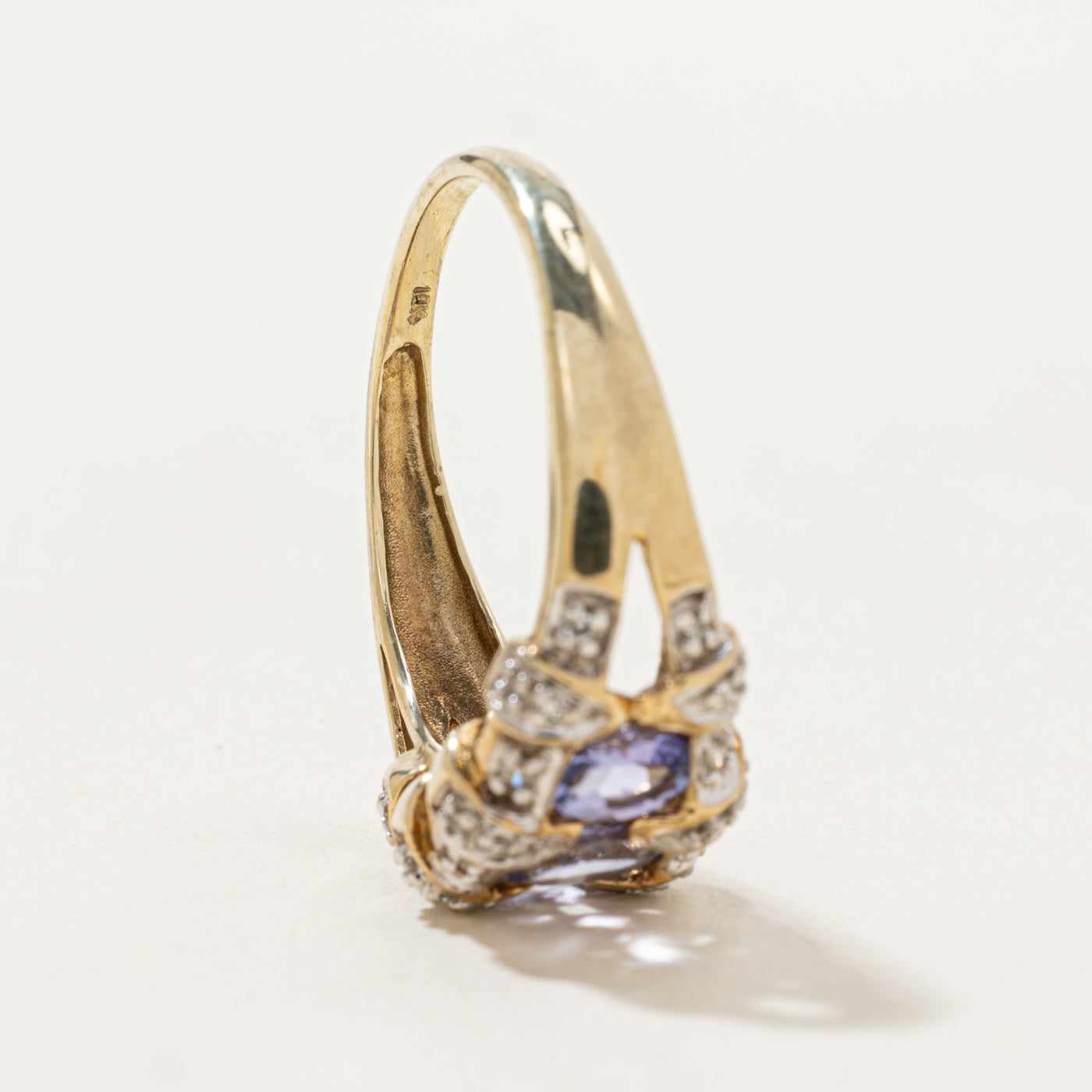 Three Stone Tanzanite & Diamond Accented Ring | 1.0ctw, 0.16ctw | SZ 9.0 |