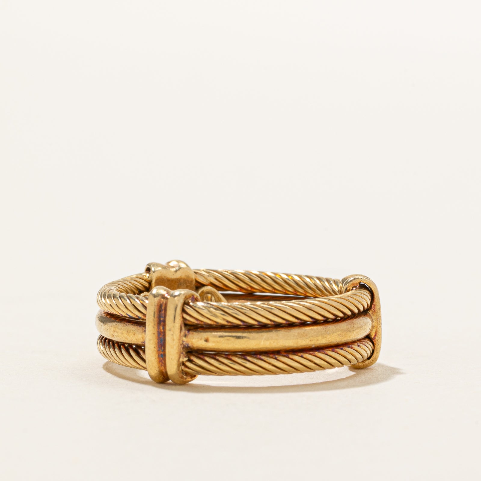 18k Yellow Gold Layered Rope Ring | 6mm | SZ 8.25
