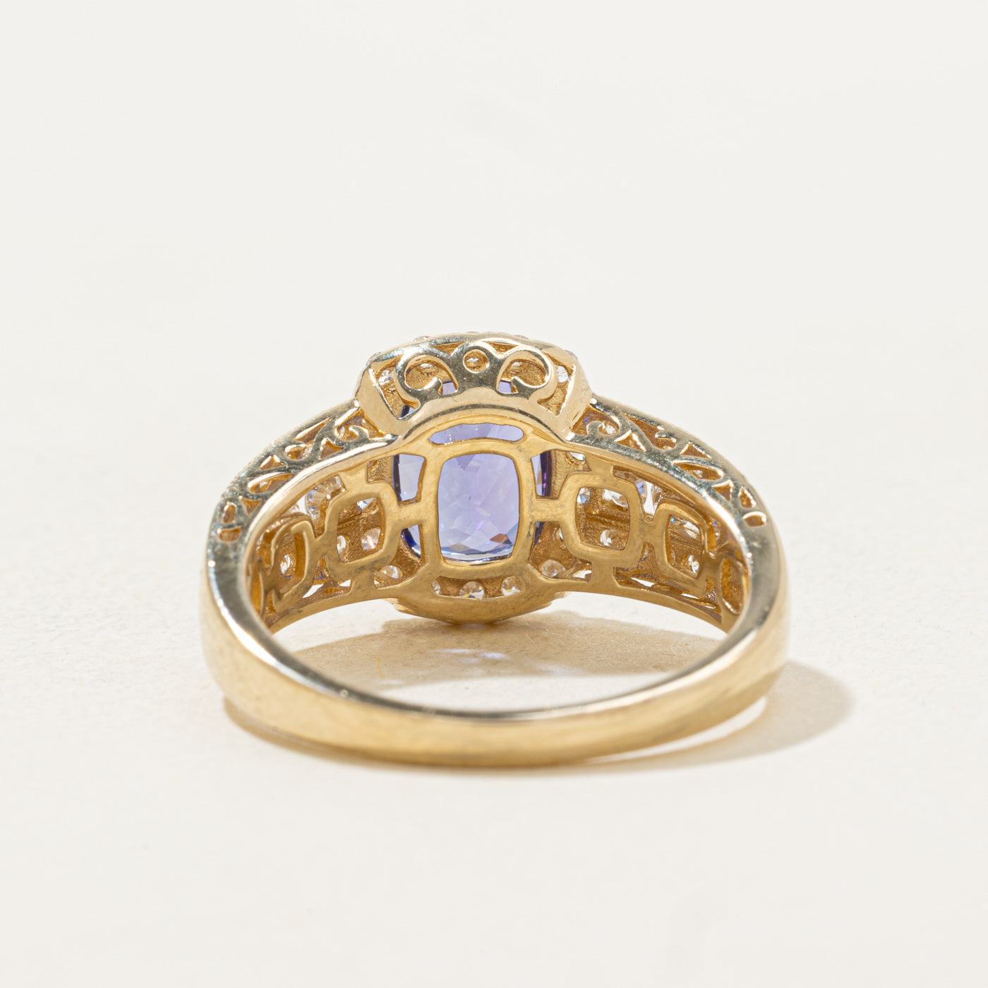 Oval Cut Tanzanite & Diamond Halo Ring | 1.7ct, 0.42ctw | SZ 8.25 |