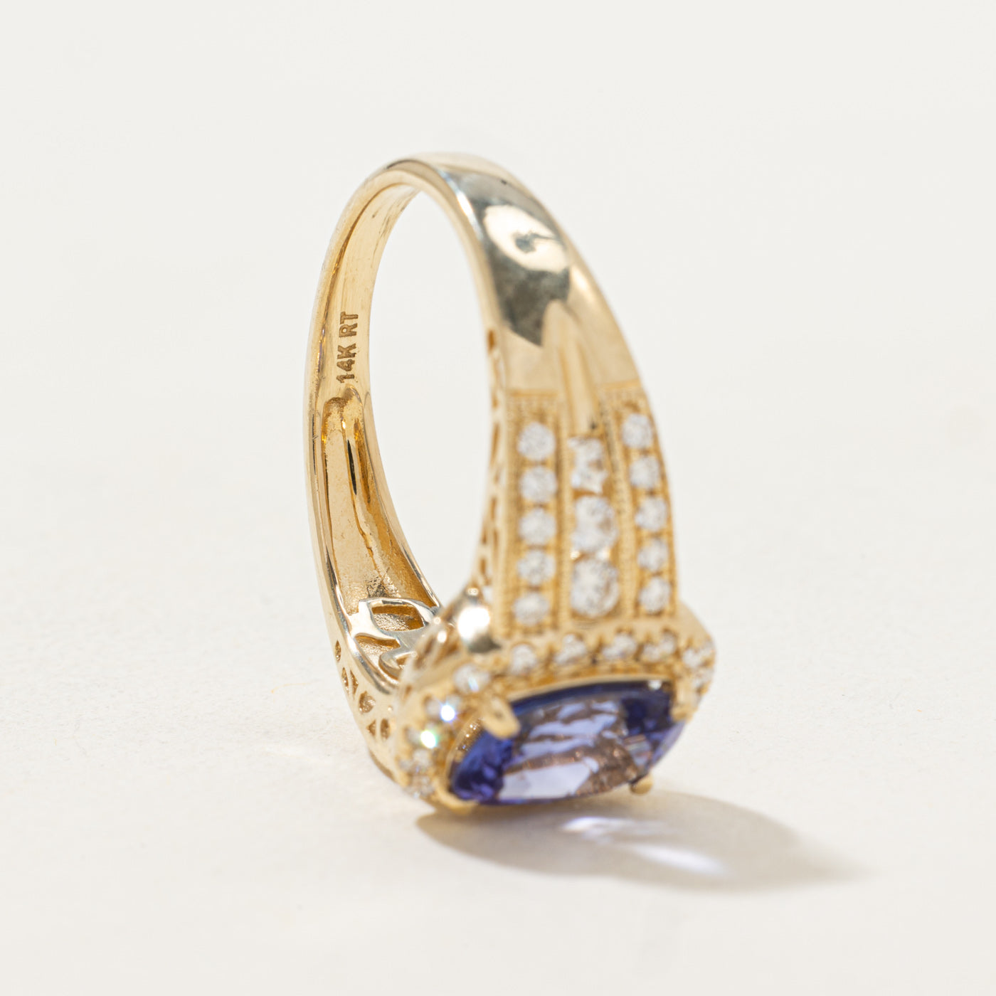 Oval Cut Tanzanite & Diamond Halo Ring | 1.7ct, 0.42ctw | SZ 8.25 |