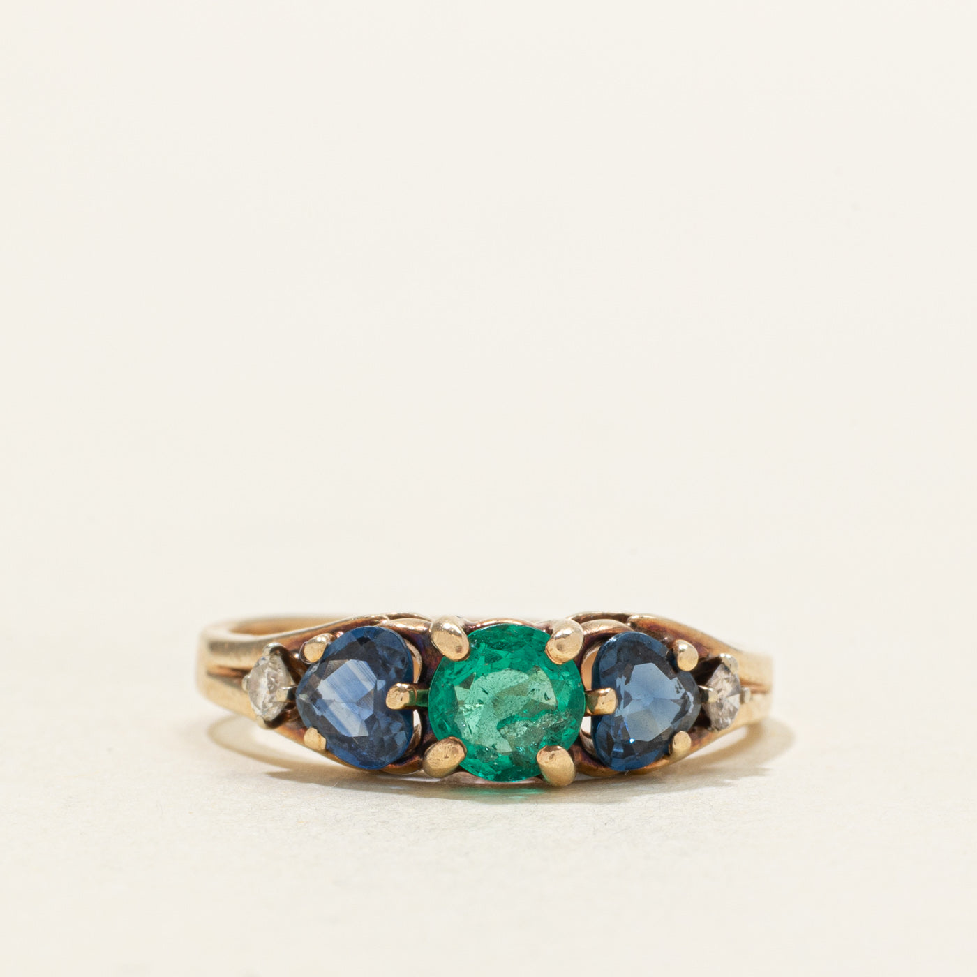 Emerald, Topaz & Diamond Ring | 0.90ct, 0.04ctw | SZ 6.25