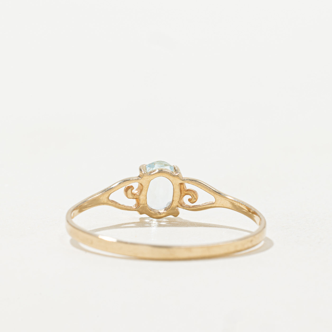 Solitaire Aquamarine Scrollwork Ring | 0.34ct | SZ 8.75 |