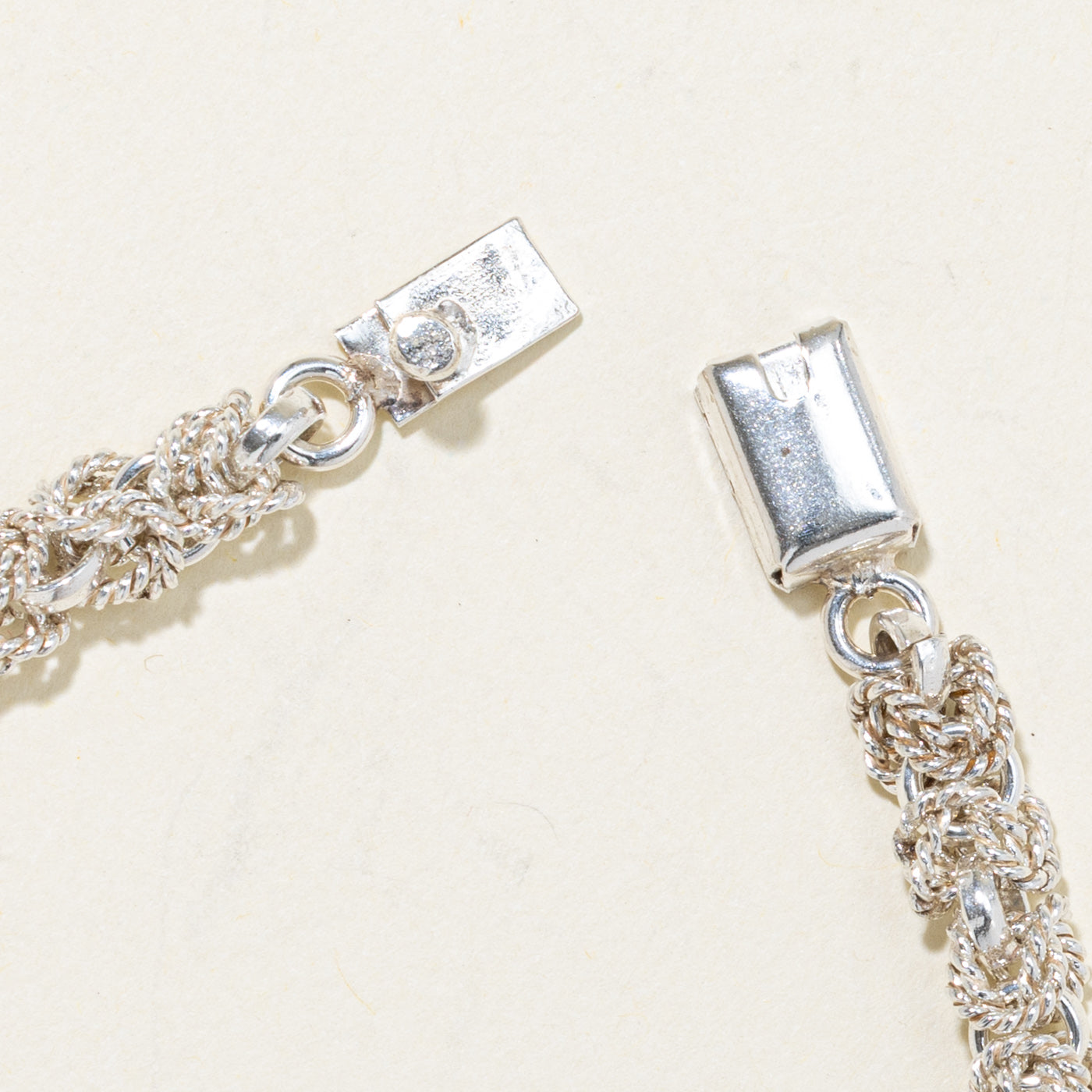 Sterling Silver Rope Textured Byzantine Chain Bracelet | 7.5"