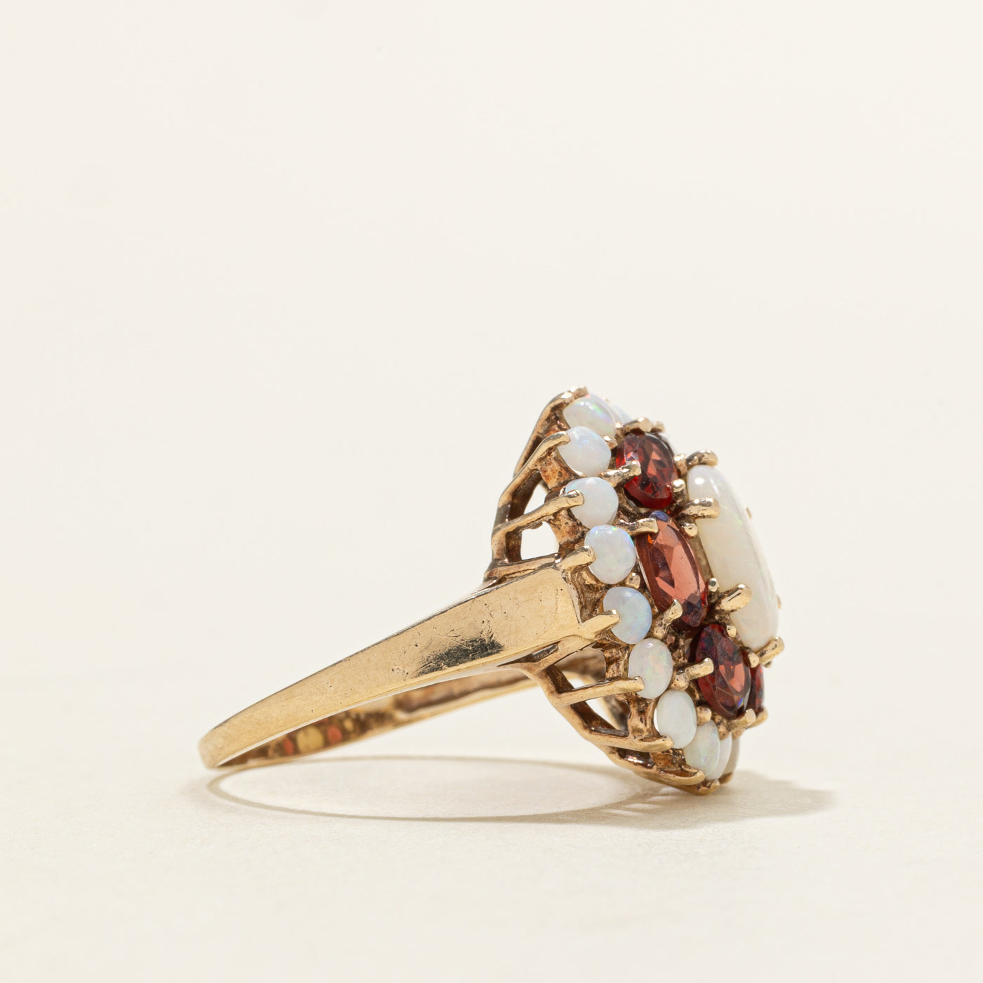 Opal & Garnet Floral Cluster Cocktail Ring | 2.42ctw | SZ 5.75
