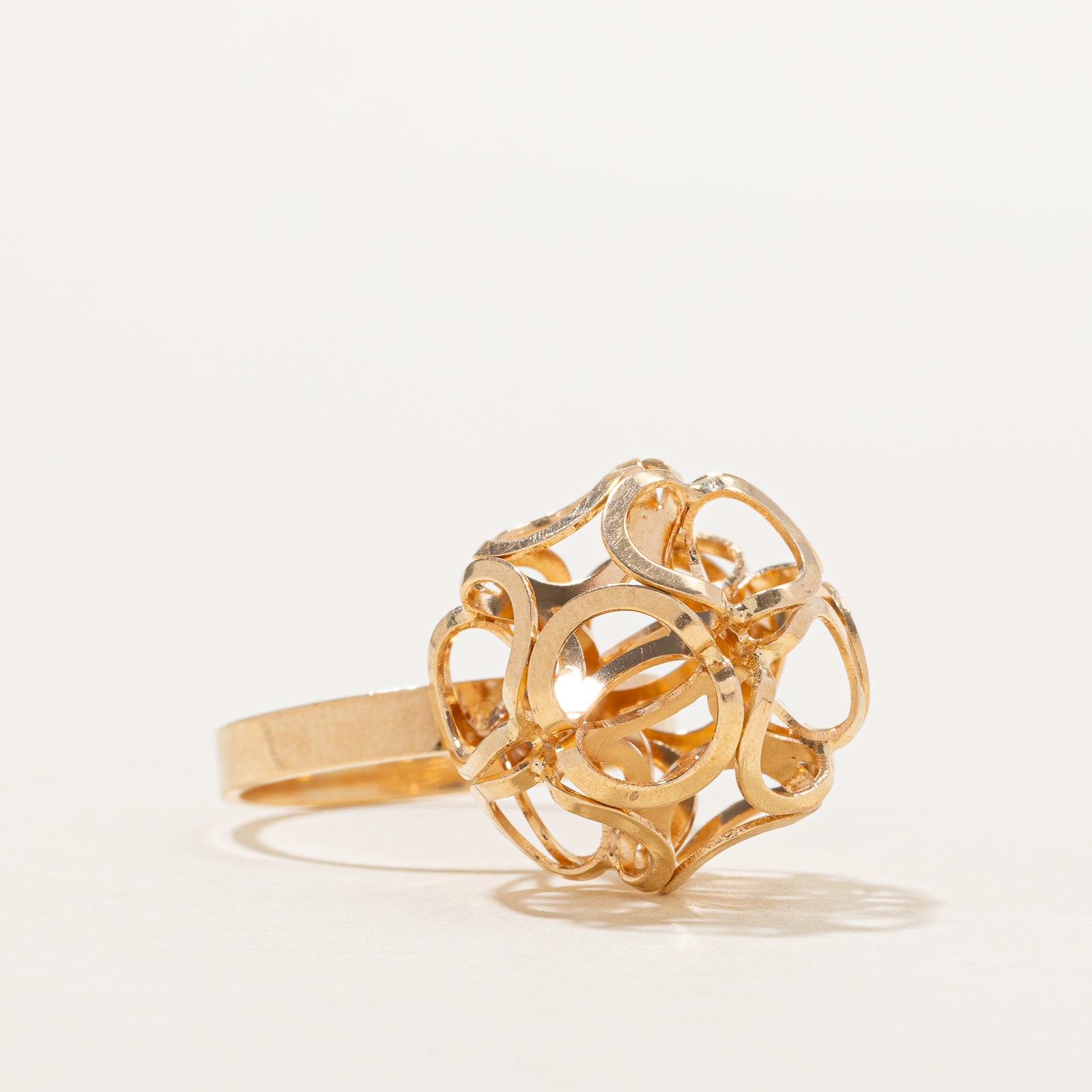 Finland 14k Yellow Gold Openwork Orb Ring | SZ 6