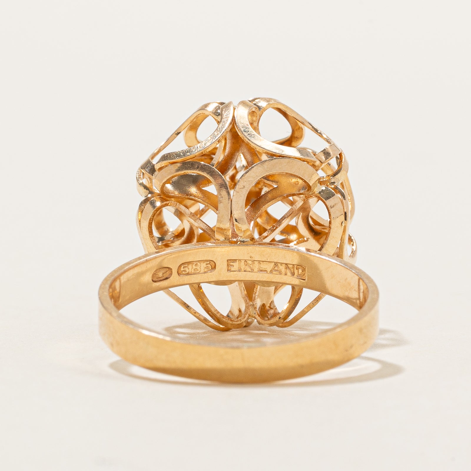 Finland 14k Yellow Gold Openwork Orb Ring | SZ 6